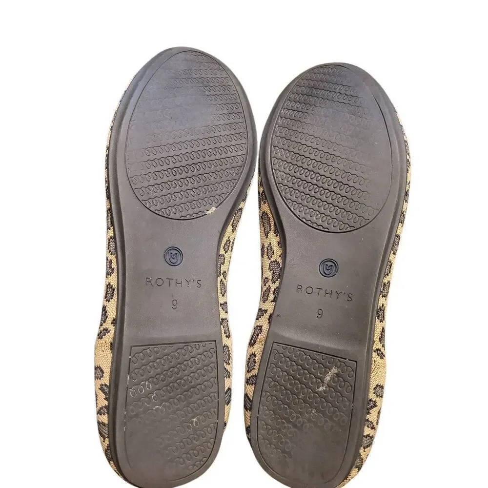 Rothy's The Loafer Shoes Women's 9 Tan Mocha Spot Leopard Animal Print Slip On